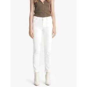 Mother Women’s The Rascal Crop Fray Jeans Size 30 White Stretch Mid Rise Zipper